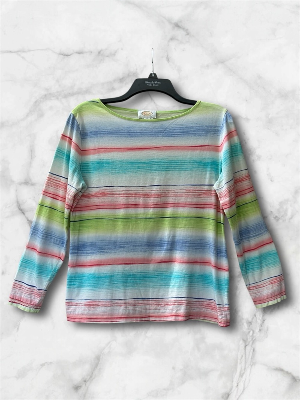Talbots Multicolor Provincetown Striped Pima Cotton Long Sleeve Tee Size M - Picture 2 of 9